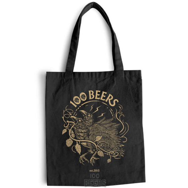 100beer crows tote blk